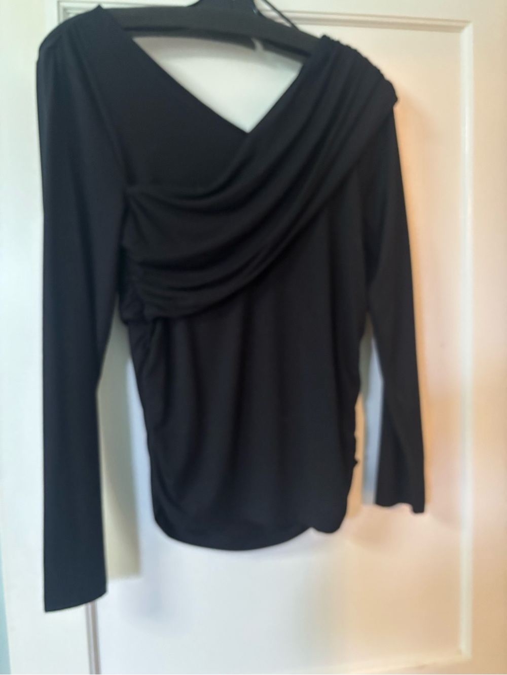 Loft Black Draped Long-Sleeve Women's Top. Can be worn off shoulder